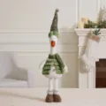 Plush Christmas goose toy with green hat and scarf for holiday home decoration. - Telescopic Christmas Duck (Pointed Hat) / Mallow Green