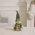 Handcrafted clover green plush snowman doll with fuzzy hat and scarf Christmas ornament - Large Stacked Snowman (Pointed Hat) / Mallow Green