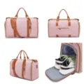 Collage de bolsa de viaje de lona rosa con detalle del compartimento para zapatos - Poliéster Rosa