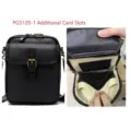Bolso mensajero unisex de cuero granulado negro con ranuras internas para tarjetas. - 10 Ranuras para Tarjetas (RFID) / Negro (PG5120-1)