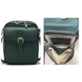 Bolso bandolera informal verde oscuro con ranuras para tarjetas y hebilla decorativa - 10 Ranuras para Tarjetas (RFID) / Verde (PG5120-1)