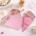 Romantic pink bouquet-shaped greeting card featuring floral design and Best Wishes text - Pink Rose Style (2026073002) / 1 Piece