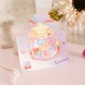Cute 3D cartoon greeting card featuring sweet candy jar design in pastel purple - Style 2 Cartoon Candy Card