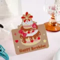 Carte de vœux anniversaire gâteau 3D avec design découpé et texte Happy Birthday - Petit Gâteau Rétro (Style 2) / Lot de 10 feuilles