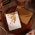 Elegante tarjeta de felicitación botánica vintage con bayas y sobre de papel kraft - Begonia (2026071702) / Con Sobre y Bolsa OPP