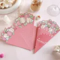 Romantic pink tulip bouquet shaped greeting card with Best Wishes text for gift giving - Pink Tulip Style (2026073002) / 1 Piece