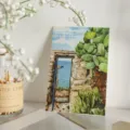 Tarjeta de felicitación artística con vista al mar e ilustración de cactus regalo - Full of Expectation