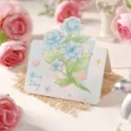 Elegante biglietto d'auguri 3D con bouquet floreale blu e testo Nice Day stampato - Nuovo Stile Bouquet 3 / Set di 10 fogli