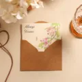 Juego de tarjetas de felicitación vintage de papel kraft con flores y sobre marrón para regalo - Flor de Begonia