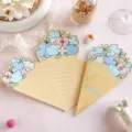 Foldable bouquet-shaped greeting card with floral design and Best Wishes message - Light Beige Floral Style (2026073002) / 1 Piece