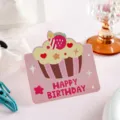 Carte de vœux joyeux anniversaire mignonne avec cupcake pour messages cadeaux et fêtes - Petit Gâteau Rétro (Style 3) / Lot de 10 feuilles