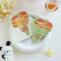Carte de vœux romantique en forme de bouquet de fleurs avec motif à carreaux verts pour cadeaux - Style Carreaux Vert (5)