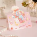 Creative cartoon candy themed pink 3D greeting card for children birthdays and holidays - Style 4 Cartoon Candy Card