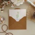 Juego de tarjetas de felicitación vintage de papel kraft con sobre e ilustración floral - Diente de león / Tarjeta de felicitación con sobre