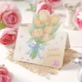 Biglietto di auguri 3D con tulipani e scritta Sweet Dreams per regali di festa - Nuovo Stile Bouquet 4 / Set di 10 fogli