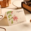 Elegant vintage kraft paper greeting card with red floral design and Happiness message - Happiness Flower - Happiness