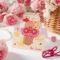 Cute cartoon cat and ice cream greeting card featuring Be Sweet text for birthday celebrations - Ice Cream Cone (Cartoon Graffiti)