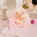 Cute pink cartoon 3D greeting card featuring sweet dessert illustrations for kids birthday - Style 6 Cartoon Candy Card