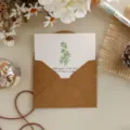 Biglietto di auguri vintage in carta kraft con busta marrone e inserto di piante botaniche - Foglia di eucalipto / Biglietto d'auguri con busta