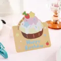 Geburtstagskarte mit Cartoon-Cupcake-Motiv und Happy Birthday-Schriftzug - Retro Kleiner Kuchen (Stil 6) / 10 Blatt Set