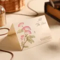 Vintage style greeting card with pink floral design and All The Best text for gifts - Silk Tree Flower - All The Best
