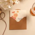 Juego de tarjetas de felicitación vintage de papel kraft con flores y sobre - Amapola