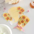 Detailed view of sunflower bouquet greeting card with elegant pink ribbon and gold stamping - Sunflower (2025091001) / 1 Piece
