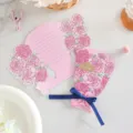 Close-up detail of pink carnation 3D bouquet greeting card with navy blue bow and gold foil text - Carnation (2025091001) / 1 Piece