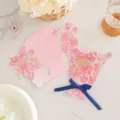 Detailed view of pink floral bouquet card with blue ribbon and Thank You gold foil - Tulip (2025091001) / 1 Piece