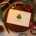 Elegant hollow Christmas card with evergreen tree and golden merry greeting - Christmas Tree / 10 Sheets Set