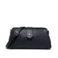 Retro black PU leather doctor style crossbody bag with gold-tone metal hardware clasp - Black