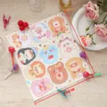 Detailed view of 290x260mm sheet featuring multiple cute cartoon animal lollipop greeting cards - Cartoon Animal Series / 10 Pieces/Pack