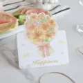 Hand-drawn lily flower bouquet greeting card with Happiness text for Valentine's Day - Happiness Summer Floral Bouquet Card