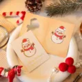 Adorable snowman hollow Christmas greeting card featuring golden Merry Christmas text detail - Snowman / 10 Sheets Set