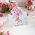 Biglietto d'auguri con bouquet di fiori dipinto a mano e testo "All the best" per San Valentino. - Fiori Rosa Viola (Tutto il meglio)