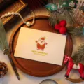 Minimalist Christmas card with Santa illustration and warm festive English greetings. - Santa Claus / 10 Sheets Set