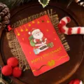 Festive 3D pop-up Christmas greeting card with Santa Claus illustration and gold foil - Santa Claus Style