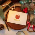 Elegant hollow Christmas greeting card with heart gift box design in festive setting - Christmas Gift / 10 Sheets Set
