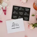 Tarjetas de felicitación minimalistas en blanco y negro con ilustración de perro - Tarjeta Felicitación Perro Dorada (Estilo 3) / Pieza Única (Con Sobre)