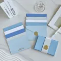 Minimalist blue greeting card set with gold foil Thank You text for gift giving and events - 5 Sets/Pack / Blue (Version 1)