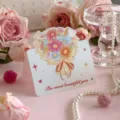 Elegant floral bouquet folding greeting card with The most beautiful you English text - Fresh Little Daisy (2025111703)