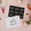 Tarjetas de felicitación retro en blanco y negro con ilustración de perro y texto - Tarjeta Felicitación Perro Dorada (Estilo 5) / Pieza Única (Con Sobre)