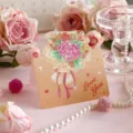 Tarjeta de felicitación plegable ramo romántico con mensaje Love You para cumpleaños y más - Rosa Rosa Apasionada (2025111703)