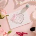 Schattige roze hart thema 3D verjaardagskaart met Best Wishes tekst en strik decoratie - Roze Stipjes Stijl (6【三折爱心贺卡】)