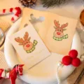 Minimalist Christmas greeting card featuring a hollow reindeer design and gold text - Christmas Deer / 10 Sheets Set