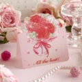 Tarjeta de felicitación rosa con ramo romántico y el mensaje "All the best!". - Rosa Roja Cariño (2025111703)