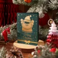 Carte de Noël vert foncé avec Père Noël en feuille d'or et texte Joyeux Noël - Style Père Noël / Vert