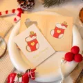 Festive hollow Christmas card featuring red stocking motif with gold Merry Christmas text - Red and White Enamel Christmas Sock / 10 Sheets Set