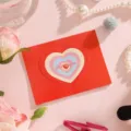 Rode 3D hart wenskaart met Best Wishes tekst voor speciale creatieve verjaardagscadeaus - Rood Gelaagd Hart (8【三折爱心贺卡】)