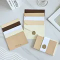 Biglietti d'auguri minimalisti a tinta unita con lamina d'oro e sigilli in cera dorati - 5 Set per Confezione / Color caffè (2a versione)